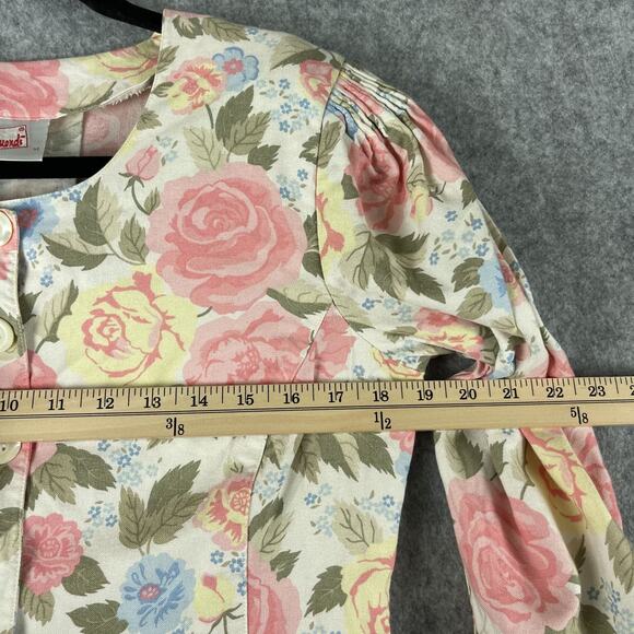 Vintage Mondi Blazer Jacket Womens 40 Floral Linen Blend Crop Boho Cottage 80s - Picture 8 of 16